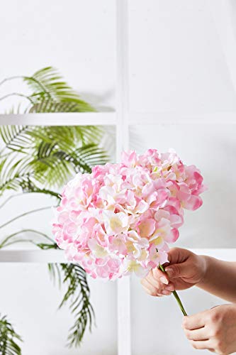 Artificial Hydrangea Flower Heads Pink 10 with Stems Hydrangea Silk Flowers Head for Wedding Centerpieces Bouquets DIY Floral Decor Home Decoration - color: 10pcs Pink, size: Large
