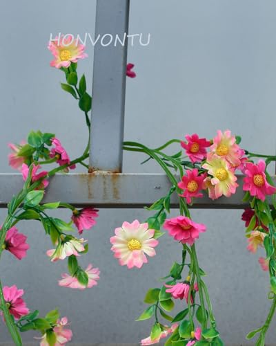 Flower Garland Artificial Wildflower with Mini Daisy Flower Pink Summer Flower Garland for Mantle Wall Backdrop Wedding Arch Tea Party Door - color: Pink
