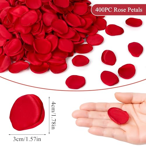 SITUMEIZI 400PCS Fake Red Rose Petals Artificial Silk Flower Red Petals for Wedding for Her Set Romantic Night, Valentine's Day, Proposal Anniversary Decorations - color: Red