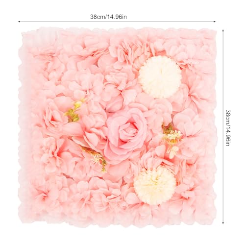 3D Flower Wall Panel Floral Backdrop,12Pack Artificial Flower Wall Background,Silk Rose Mat, Artificial Flower Backdrop Faux Flower Panel for Wedding - color: 12pcs Pink, Champagne
