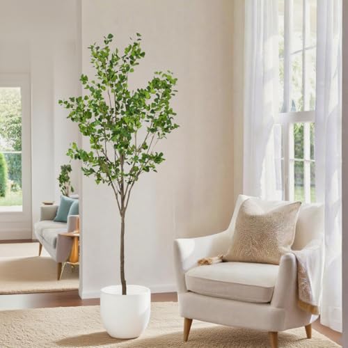 7.55ft Ficus Artificial Trees, Lifelike Faux Tree, Green Lush Fake Ficus Tree Artificial Plants for Office Home Living Room Indoor Outdoor Modern Decor, Perfect Housewarming Gift - color: Green-ap10