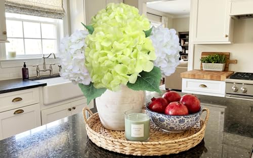 6PCS Large Silk Green Hydrangea Flowers, 20 in Full Faux Hydrangea Artificial Flowers with Stems Leaves for Fake Huge Bouquets Spring Valentine's Day Patrick's Day Bridal Shower (Green) - color: Green