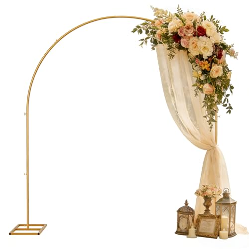 5.25 * 6.56 FT Metal Backdrop Frame Stand, Wedding Decor Flower Arbor Stand, Balloon Arch Backdrop, Golden - size: Single Rectangle