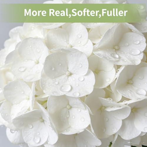 Artificial Hydrangea Flowers, Real Touch Faux Hydrangea Stems, Latex Realistic Floral Arrangement for Home Decor, Wedding Table Centerpiece, Elegant Party Decoration (White., 4pcs) - color: White., size: 4pcs