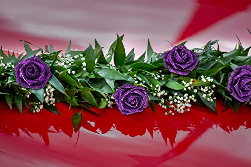 IPOPU Artificial Glitter Roses,50PCS Purple Glitter Flowers Sparkle Fake Roses for Cake Wedding Bouquet Home Party Decoration(Purple) - color: 50pcs Purple
