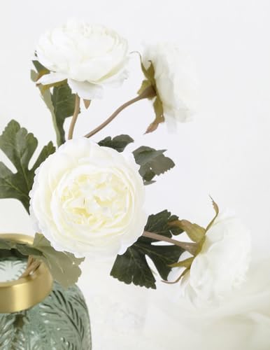 IPOPU 10pcs White Peonies Artificial Flowers Real Touch Silk Peonies with Stems Fake Peony for DIY Wedding Bouquets Bridal Shower Centerpieces Arrangements Party Tables Decorations - color: White
