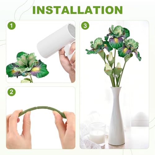 M METERXITY 1-Pack Green Artificial Iris Flowers with Flower Bud,17.7 Inch Faux Iris PU Bouquets Real Touch Faux Flowers for Home/Wedding/Christmas/Party - color: Green