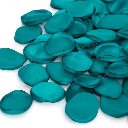 TINGE TIME 200pcs Silk Rose Petals Peacock Green Flower Petals for Wedding, Flower Girl Basket, Aisle Runner, Romantic Dinner Centerpieces, Proposal, Party Confetti - color: Peacock Green