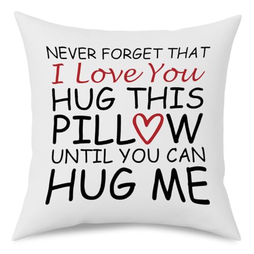 Fokongna Couch Pillowcase Lover I Love You Hug This Pillow Until You Can Hug Me 18 x 18 Inches Valentine's Day Birthday Gifts Give to Girlfriend Grade Flannel Waist Pillowcase - color: Love You
