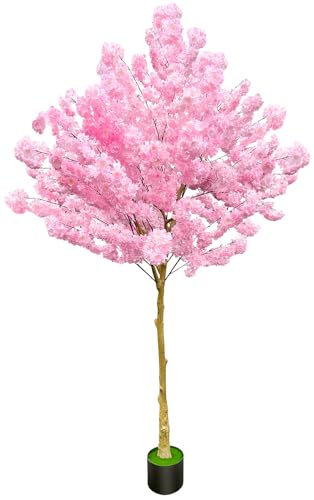 Artificial Cherry Blossom Tree 8.5ft, Faux Cherry Blossom Tree Fake Pink Artificial Tree for Wedding Home Office Living Room House Indoor Outdoor Decor - color: Pink