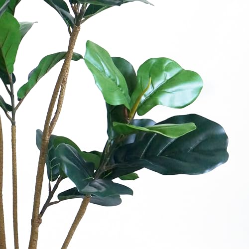 Artificial Tree in Geometric Pattern Planter, Fake Ficus Lyrata Silk Tree for Indoor and Outdoor Home Decoration - 66" Overall Tall (Plant Pot Plus Tree) - style: Ficus Lyrata