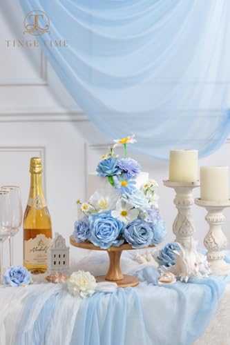 TINGE TIME Fake Flowers Artificial Flowers Peonies Bulbous Chrysanthemum Daisy Hydrangea Sunflower Violets Dahlia Daffodils Epiphyllum Orchid Cherry Blossom Camellia Leyaron (Light Blue) - color: Light Blue