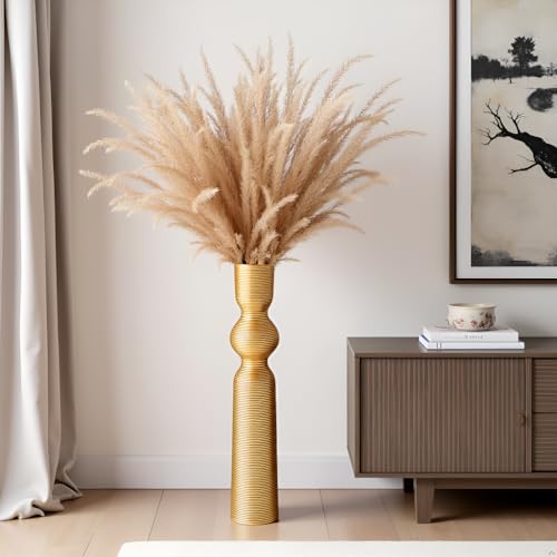 Gold Resin Floor Vase, 23.62'' Tall Decorative Vase, Ideal for Dried Pampas Grass & Home Decor, Modern Tall Floor Vase for Living Room/Entryway - color: Gold