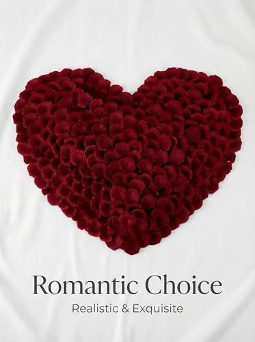 2200 Pcs Artificial Fake Rose Petals,Flower Petals for Romantic Night,Engagement, Party, Wedding, Event Flower Decorations, in Bulk(Dark Red) - color: Dark Red, size: 2200Pcs