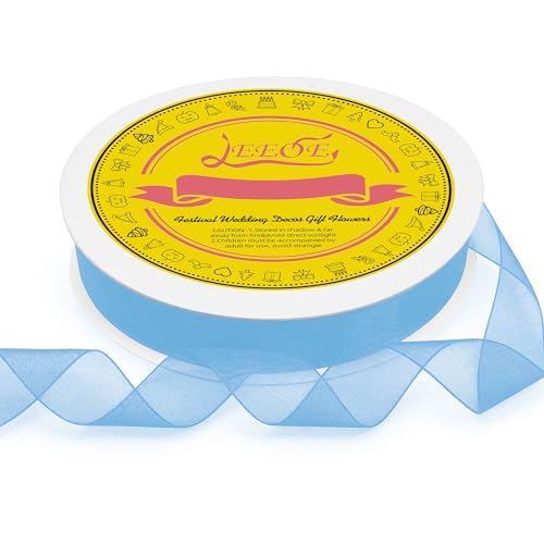 Light Blue Organza Ribbon 1 inch x 100 Yards Sheer Chiffon Ribbon for Gift Wrapping Wedding Invitations Party Decoration Bridal Bouquets Crafts - color: Light Blue, size: 1" X 100 Yards