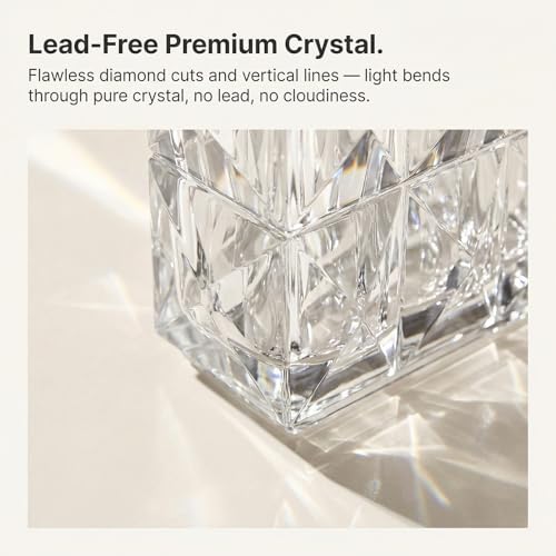 Clear Crystal Flower Vase Heavyweight Glass Centerpiece Modern Rectangular Decorative Vases for Living Room Minimalist Home Decor Securely Packaged 5.1x3.11x7.88 in 1 Pc - color: Clear