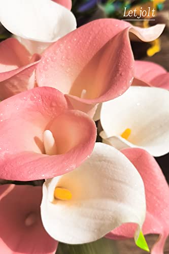 Letjolt Artificial Calla Lily Flowers 12Pcs Light Pink Realistic Flower | Fake Flower Bouquet, Home Decoration, Wedding Party Decor - color: Light-pink