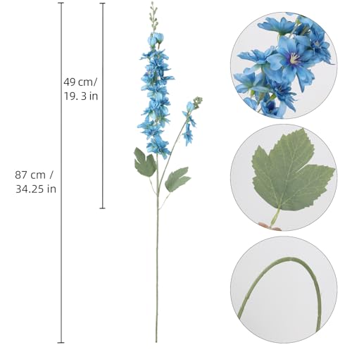 6PCS Ice Blue Delphinium Artificial Flowers 33" Larkspur Silk Flowers Long Stem Artificial Flowers for Tall Vase Wedding Centerpieces for Tables Home Decor Indoor (Ice Blue) - color: Ice Blue
