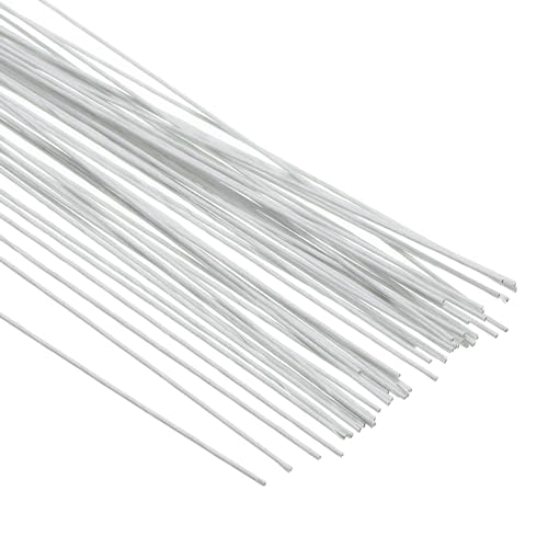 PATIKIL 22 Gauge 14" Floral Stem Wire, 50 Pcs Paper Wrapped Iron Artificial Flower Stem Accessories for DIY Bouquet Stem and Craft Decoration, White - color: White