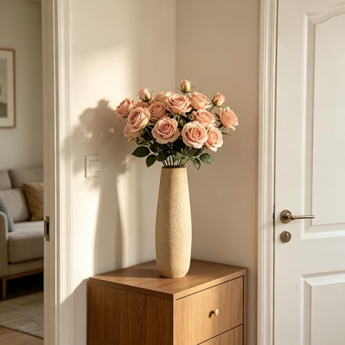 Hosley 16 in High Enamel Finish Metal Vase, Ideal for Dried Flowers Gift for Floral Arrangements Wedding Home Spa Votive Candle Gardens - color: Enamel Finish 1