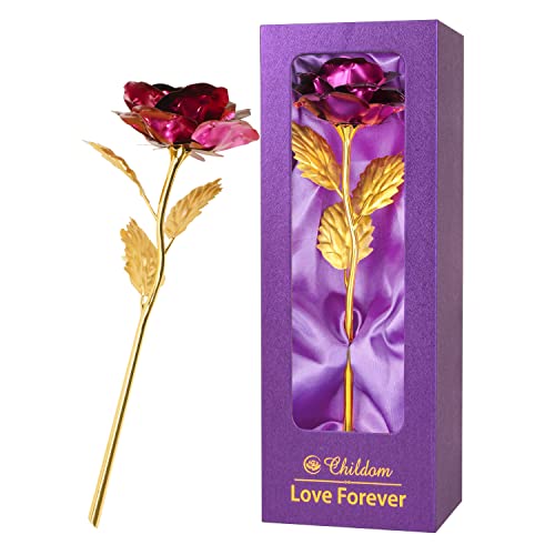 Childom Mothers Day Rose Gifts for Mom,Birthday Gifts for Women,Mothers Day Flowers Gifts for Mom from Daughter Son,Purple Artificial Flowers Gift for Her,Wife,Grandma,Christmas,Valentines,Anniversary - color: Purple