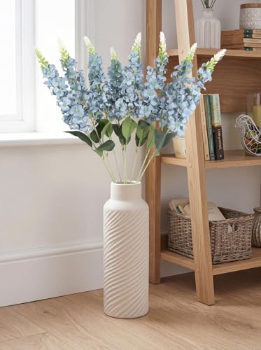 IPOPU 8PCS Dusty Blue Snapdragon Artificial Flowers Delphinium Artificial Silk Flowers Hyacinth Fake Flowers for Wedding Home Outdoor Party Floral Arrangement Centerpiece Table Decoration (Dusty Blue) - color: Dusty Blue