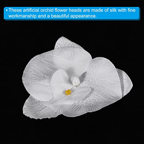 PATIKIL 10cm/3.9" Artificial Orchid Flower Heads, 20 Pack Silk Phalaenopsis Fake Butterfly Orchid Heads for Wedding Floral Bouquet Decor DIY Craft Making, Pure White - color: Pure White, size: 3.9"