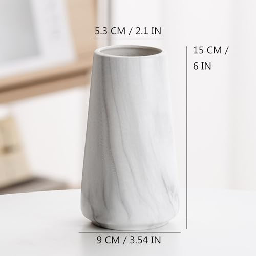 Marble White Vase - 6“ White Ceramic Flower vase, Boho Vases for Pampas Grass, Minimalist Modern vases for Home Decor, Table Shelf Living Room Farmhouse Decor - color: Marble White, size: Small