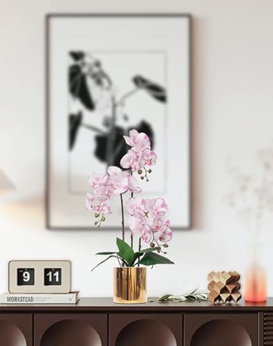 Artificial Orchid Flowers Set Fake Phalaenopsis Flower Faux Butterfly Orchid Real Touch Orchid for Wedding Home Office Party Hotel Yard Decoration Restaurant - color: White- Purple