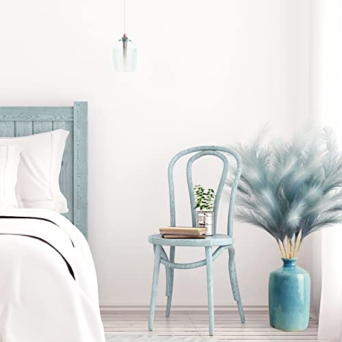 KALYLOC 6Pcs Colorful Faux Pampas Grass, Fluffy Artificial Bulrush Branches Boho Decor, Filler Tall Pampas Grass Reed Fluffy Stems for Living Room Wedding Decoration (Blue)