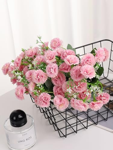 5 Forks 20 Artificial Flower Small Lilac Bouquet Fake Flowers,Pink - color: Pink
