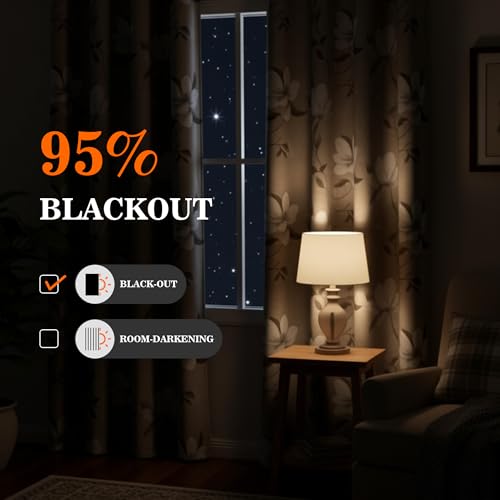 MYSKY HOME Floral 95% Blackout Curtains 45 Inch Long 2 Panels Set for Kitchen White Flower Printed Thermal Insulated Light Blocking Black Out Grommet Window Treatments, 52" W Each Panel, Light Grey - color: Light Grey, size: 52"W x 45"L (Pack of 2)