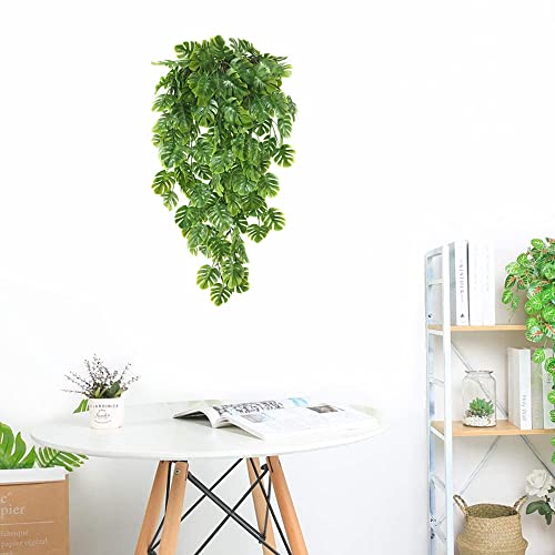 Artificial Hanging Turtle Leaf Plants, Fake Vines Plastic Ivy Greenery Garland Faux Vine Grass Flowers Leaves Outdoor Indoor Home Garden Party Wedding DIY Bedroom Christmas Decorations Decor 4 Pack - color: Turtle Leaf Vine/ 4 Pack