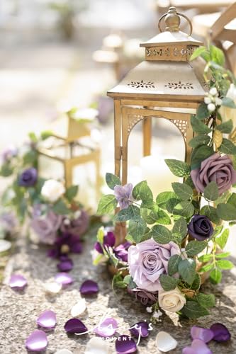 Ling's moment 6Pack 1.8ft Artificial Flowers Garland Lilac Lantern Flower Arch Floral Light Purple Centerpieces Wedding Aisle Decor Chair for Signs Table Wall Window Decoration（not including lanterns） - color: Prpl-pastel Purple