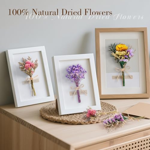 12/24 PCS Charming Dried Flowers Bouquet for Vase Various Dried Wildflowers with Stems Mini Handmade Wildflowers Natural Real Flowers Bulk Flowers Craft (Various Series, 12 PCS) - color: Various Series