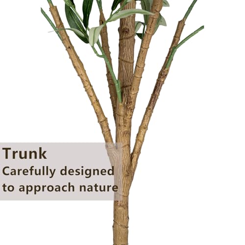 Artificial Olive Tree - Tall Indoor Faux Olive Tree with Planter & Basket, Realistc Fake Olive Tree with Fruits for Home Office Decor Living Roomi (6ft) - size: 6ft 1in