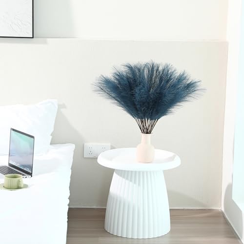 Wertuirk 60pcs Blue Pampas Grass - 24 Inch Faux Pampas Grass Decor , Tall Pompas Grass for Floor Vase, Table Centerpieces, Wedding, Party and Blue Living Room Decor - color: Blue, size: 60 Pieces