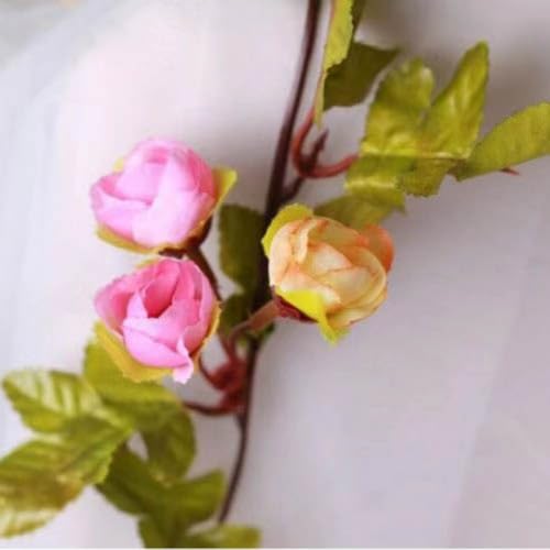 Fantasee Artificial Rose Vine Garland Lights 20 LED 45 Flowers USB Operated Flower Garland Fairy Lights for Wedding Valentine's Day Home Garden Arch Party Birthday Decor (Light Pink, 6FT) - color: Light Pink