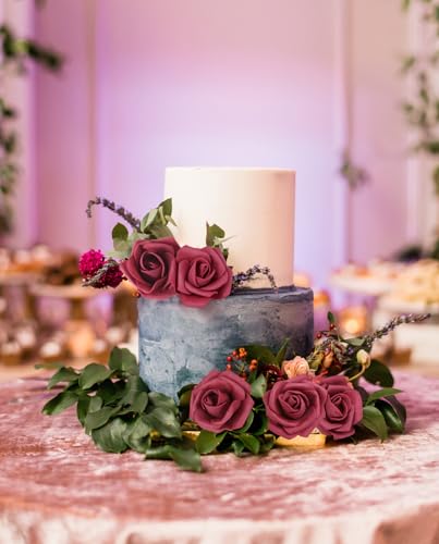 Artificial Stemless Rose Flower Heads, 200Pcs Burgundy Foam Roses Artificial Roses Flower Heads for Crafts 1.97in Stemless Roses for DIY Craft Wedding Bouquet Party Decoration(Burgundy) - color: Burgundy