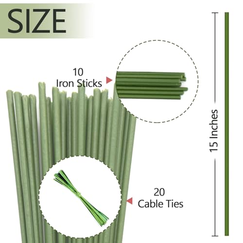 10Pcs Plant Stakes,Plant Sticks,Garden Green Bendable Single Stem Plant Support Stakes for Indoor and Outdoor Plants,Potted Plants,Flowers Orchid Peony Rose-15 Inches - size: 15 Inches