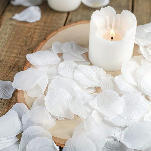 Grever 1000 Pieces Artificial Silk Rose Petals Faux White Flowers for Wedding Valentines Proposal Anniversary and Romantic Party Decoration (White) - color: White