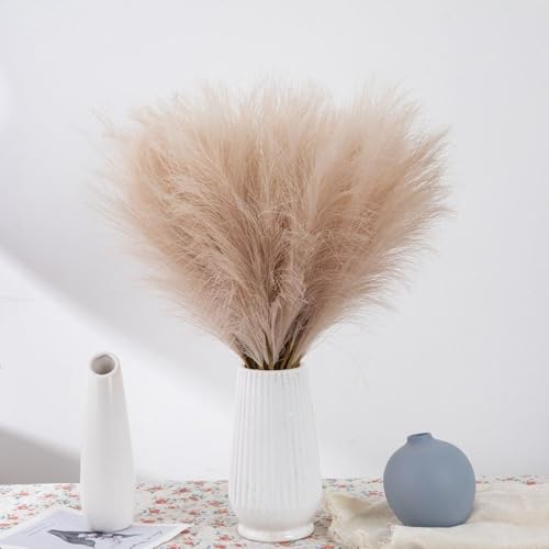 5Pcs Pampas Grass, Faux Pampas Grass Decor Tall 18"/45CM Artificial Pompous Grass Small Fake Pompas Vase Filler, Artificial Pampas Grass