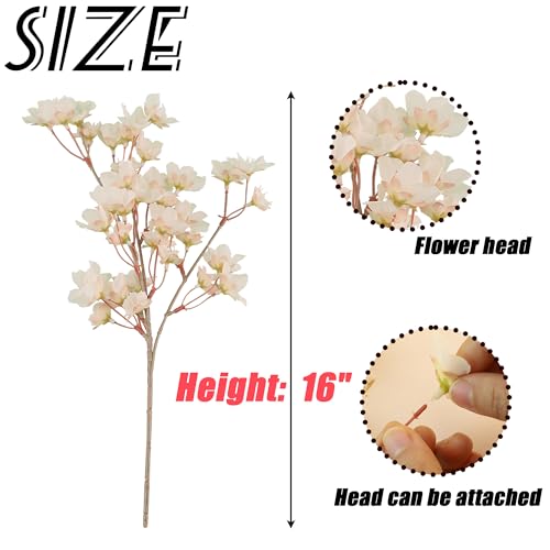 SITUMEIZI 6Pcs Artificial Cherry Blossom Branches Decor Fake Flowers Silk Spring Faux Flowers 16" Bouquet for Home Wedding Bedroom Japanese Decoration DIY Table Centerpiece Arrangement(Ivory White) - color: 6pcs-ivory White, size: 16 Inches