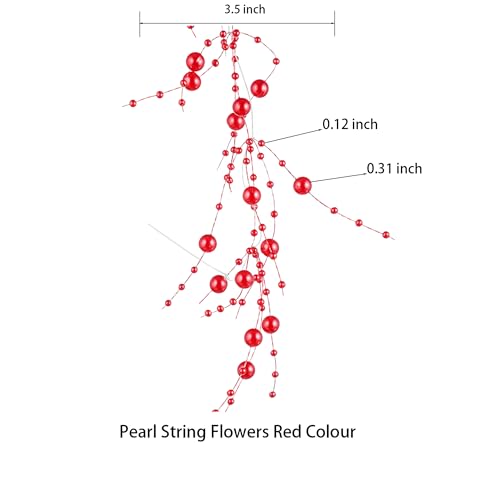 13Feet Pearl String Spool Roll for Floating Candles Faux Pearls Strands Garland for Vase Filler Wedding Centerpiece Christmas Table Decor (Red) - color: Red
