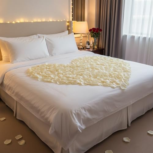 1000 Pcs Rose Petals Artificial Silk Flower Petals Romantic Decorations for Wedding Engagement Birthday Event Anniversary Party Backdrop Supplies Beige - color: Beige
