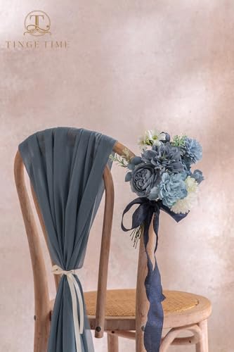TINGE TIME Fake Flowers Artificial Flowers Peonies Bulbous Chrysanthemum Daisy Hydrangea Sunflower Violets Dahlia Daffodils Epiphyllum Orchid Cherry Blossom Camellia Leyaron (Dusty Blue) - color: Dusty Blue