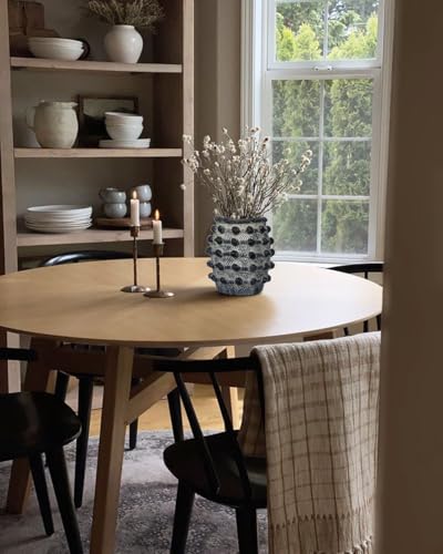 Rustic Farmhouse Vase, Boho Smoky Black Vase for Pampas Grass Small Textured Knotted Vases for Flowers Decorative Cement Floral Vases for Home Decor, Living Room, Dining Table - color: Smoky Black