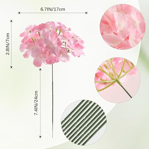 Tifuly 24 Pcs Pink Hydrangea Artificial Flowers Bulk, Faux Hydrangea Full Flowers Heads with Stems, Fake Silk Flowers for Wedding, Garden, Home, Party Decoration - color: Pink