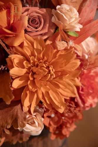 TINGE TIME Free-Standing Artificial Flower Set of 2, Table Centerpiece with Rubber Pad, Silk Fake Flower for Fall Wedding Centerpiece Archway Aisle Welcome Entrance (Maple Red) - color: Maplered