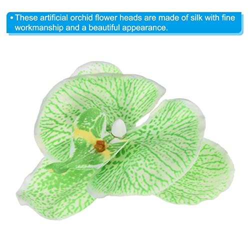 PATIKIL 10cm/3.9" Artificial Orchid Flower Heads, 20 Pack Silk Phalaenopsis Fake Butterfly Orchid Heads for Wedding Floral Bouquet Decor DIY Craft Making, Green - color: Green, size: 3.9"